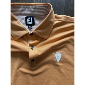FJ FootJoy Mens Golf Polo Shirt Orange Short Sleeve Embroidered Logo Size L